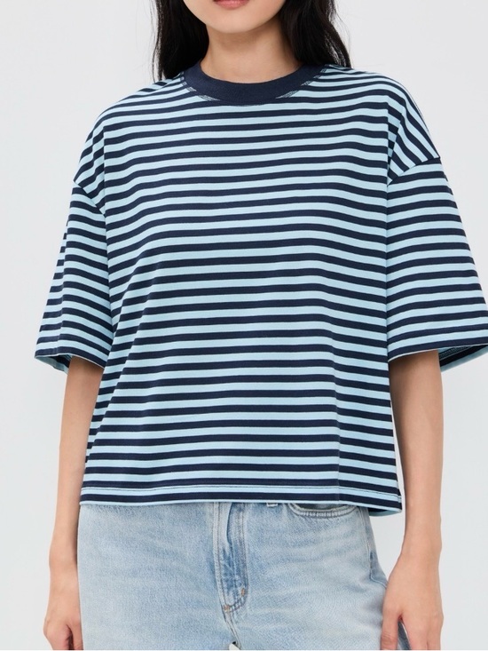 Lioness Tops - Bloom Short Sleeve Tee in Navy Sea Stripe